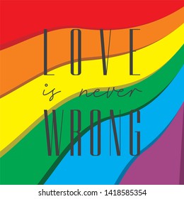 love quote for LGBT with pride flag background