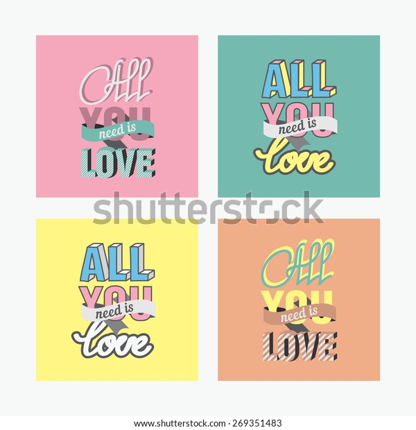 Love Quote Poster Set All You Stock Vector Royalty Free 269351483