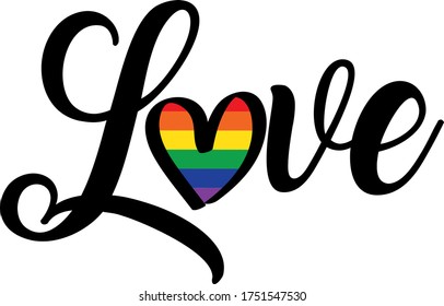 Love quote. Rainbow heart. Love vector