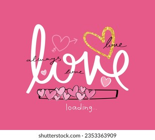 Love quote typography heart shape. Vector illustration design for slogan tee, t shirt, fashion print, poster, sticker, card.