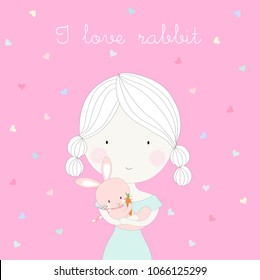 I love rabbit cartoon vector