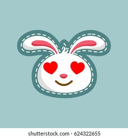love rabbit emoticon. unique expression of rabbit character
