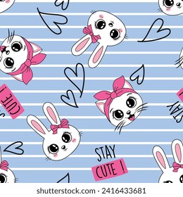 love rabbt cat friends stay cute