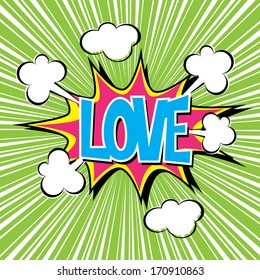 Love with radial speed. comic speech bubble
