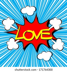 Love with radial speed. comic speech bubble
