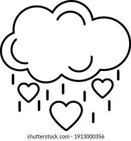 Love Rain Concept, Clouds with heart vector Icon design, Love and romance symbol on white background, Valentines Day Sign,