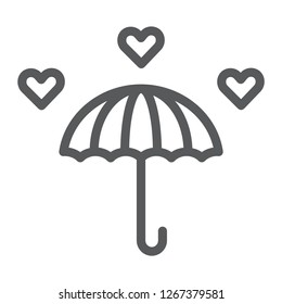 Love rain line icon, romantic and valentine, umbrella sign, vector graphics, a linear pattern on a white background, eps 10.