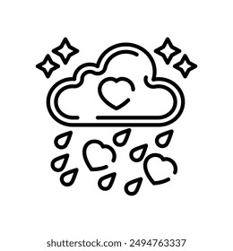 Icono de Contorno de Lluvia de Amor, Ilustración vectorial