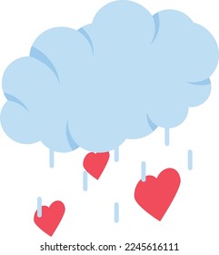 Love Rain or Romantic Weather isometric view Concept, Clouds with heart vector Icon design, Love and romance symbol, Valentines Day Sign, fascination and glamour stock illustration, 