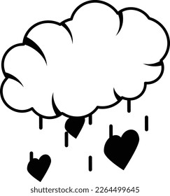 Love Rain or Romantic Weather isometric outline Concept, Clouds with heart vector Icon design, Falling in love symbol, emotions and sensations Sign, fascination and glamour stock illustration,