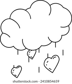 Concepto isométrico de la lluvia amorosa o el clima romántico, nubes con diseño de iconos vectores de corazón, símbolo de aplastamiento de obsesión, emociones y sensaciones Signos, ilustración de la relación y del corazón,