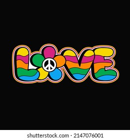 Amar el arcoiris citando la marca de la camiseta.Dibujo de caricaturas con dibujos a mano.Texto de amor.Divertidas letras de arcoiris trippy, hippie, 60.700000000000000000000000000000000000000000000000000000000000000000000000000000000000000000000000000000