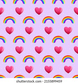 Love Rainbow Vector Seamless Pattern. Awesome for classic product design, fabric, backgrounds, invitations, packaging design projects. Surface pattern design.