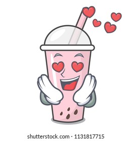 In love raspberry bubble tea character cartoon