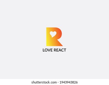 Love React Abstract R Letter Modern Lettermarks Logo Design