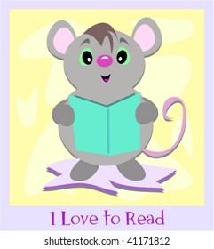 I Love to Read Mouse Vector