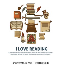 I love reading poster of literature vintage books