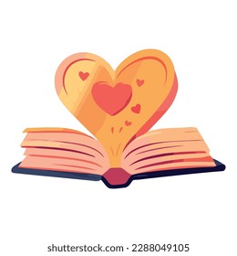Love of reading symbolized in heart shape isolated