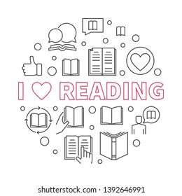 I love reading vector concept round illustration in thin line style