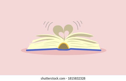 Love readinng. Open the book, make a heart-shaped sheet of paper.