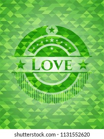 Love realistic green mosaic emblem