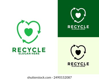 Love recycle logo, eco and save planet logo vector template