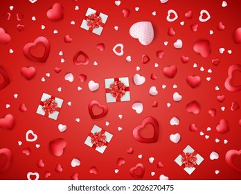 Love red background with hearts. Vector Illustration EPS10