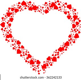 Love  Red frame . Valentine's Day Heart Background .
