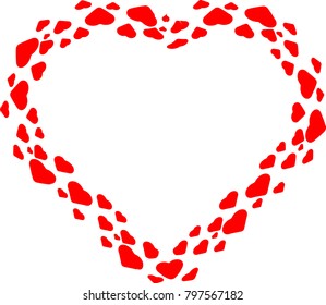 Love  Red frame . Valentine's Day Heart Background .