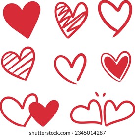 love red heart hand draw
