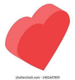 Love red heart icon. Isometric of love red heart vector icon for web design isolated on white background