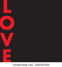 LOVE, red Lettering and black background vector illustration for poster, card, banner valentine day, wedding. Hand drawn word - love with doodle heart. Print for tee, t-shirt.