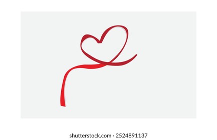 love red ribbon and heart shape vector