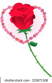 Love Red rose inside a heart frame