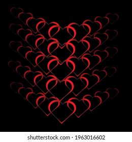 Love Red Shape Black Background.love Shape.Heart Shap.