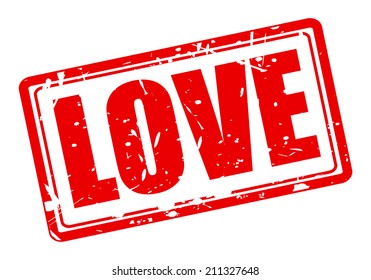 Love red stamp text on white