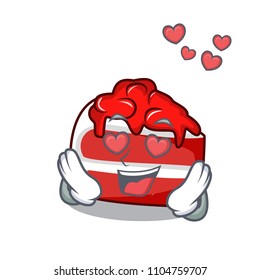 In love red velvet mascot cartoon