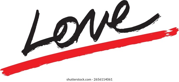 Amor Vermelho Escrever Preto Desenho Escova Manuscrito Aniversário Dia dos Namorados Romântico