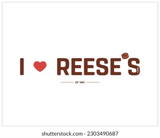 Me encanta el día de Reese, me encanta el de Reese, el de Reese, el diseño tipográfico, la tipografía, el icono, el concepto, editable, el 18 de mayo, plantilla, diseño de medios sociales, vectores, Eps. Icono de amor