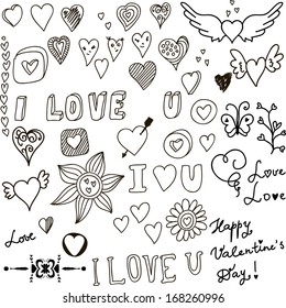 Love related elements isolated on white for your valentine day or wedding design