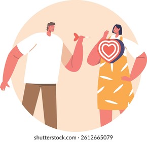 Love relationship building vector illustration