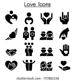 Love, Relationship, Friend, Family icon set 