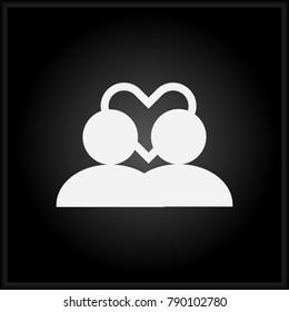 Love Relationship icon. Flat image for website in black background.
