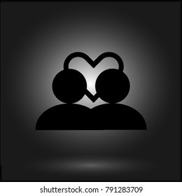 Love Relationship icon. Flat image for website in black background.
