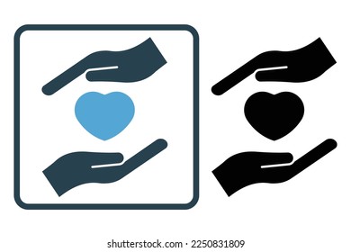 Love relationship icon illustration. hand icon with heart. icon related to lifestyle. Solid icon style. Simple vector design editable