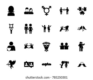 Love and relationship icon set