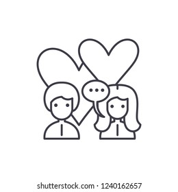 Love relationship line icon concept. Love relationship vector linear illustration, symbol, sign