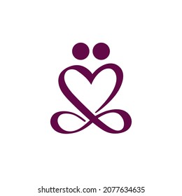 Love Relationship And Sex Logo Concept Of Couple Sitting In Yoga Pose