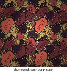Love repeated backdrop for girl, textile, clothes, wrapping paper. Sketch heart elements on black, red and yellow colors. Romantic seamless. Valentine':s day. Vector illustration.