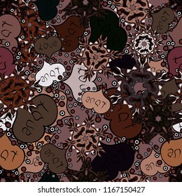 Love repeated backdrop for girl, textile, clothes, wrapping paper. Valentine':s day. Vector illustration. Sketch heart elements on brown, black and purple colors. Romantic seamless.